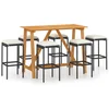 Image de vidaXL - 7-delige - Tuinbarset - met - kussens - zwart