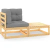 Image de vidaXL - 2-delige - Loungeset - met - kussens - massief - grenenhout