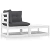 Image de vidaXL - 2-delige - Loungeset - met - kussens - massief - grenenhout - wit