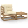 Image de vidaXL - 2-delige - Loungeset - met - kussens - grenenhout - honingbruin