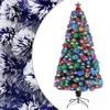 Image de vidaXL - Kunstkerstboom - met - verlichting - 120 - cm - glasvezel - wit - en - blauw