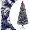 Image de vidaXL - Kunstkerstboom - met - verlichting - 180 - cm - glasvezel - wit - en - blauw