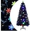 Image de vidaXL - Kerstboom - met - LED-sneeuwvlokken - 150 - cm - glasvezel - zwart
