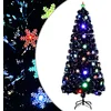 Image de vidaXL - Kerstboom - met - LED-sneeuwvlokken - 180 - cm - glasvezel - zwart