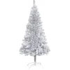 Image de vidaXL - Kunstkerstboom - met - standaard - 120 - cm - PET - zilverkleurig