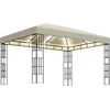 Image de vidaXL - Prieel - met - LED-lichtslinger - 3x4 - m - crèmekleurig