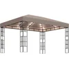 Image de vidaXL - Prieel - met - LED-lichtslinger - 4x3 - m - taupe