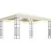 Image de vidaXL - Prieel - met - LED-lichtslinger - 3x4 - m - stof - crèmekleurig