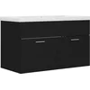 Image de vidaXL - Wastafelkast - met - ingebouwde - wastafel - bewerkt - hout - zwart