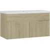 Image de vidaXL - Wastafelkast - met - ingebouwde - wastafel - bewerkt - hout - sonoma - eiken