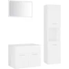 Image de vidaXL - Badkamermeubelset - bewerkt - hout - wit