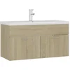 Image de vidaXL - Wastafelkast - met - ingebouwde - wastafel - bewerkt - hout - sonoma - eiken