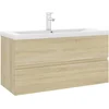 Image de vidaXL - Wastafelkast - met - ingebouwde - wastafel - spaanplaat - sonoma - eiken