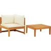 Image de vidaXL - 2-delige - Loungeset - met - crèmewitte - kussens - acaciahout