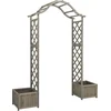 Image de vidaXL - Pergola - met - plantenbak - massief - vurenhout - grijs