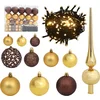 Image de vidaXL - 60-delige - Kerstballenset - met - piek - en - 150 - LED's - goud - en - brons