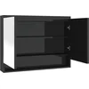 Image de vidaXL - Badkamerkast - met - spiegel - 80x15x60 - cm - MDF - glanzend - zwart