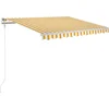 Image de vidaXL - Luifel - handmatig - uittrekbaar - 350x250 - cm - geel - en - wit