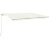 Image de vidaXL - Luifel - handmatig - uittrekbaar - met - LED - 500x300 - cm - crèmekleurig