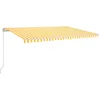 Image de vidaXL - Luifel - handmatig - uittrekbaar - met - LED - 500x300 - cm - geel - en - wit