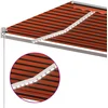 Image de vidaXL - Luifel - handmatig - uittrekbaar - met - LED - 600x300 - cm - oranje - en - bruin