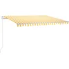 Image de vidaXL - Luifel - handmatig - uittrekbaar - 400x350 - cm - geel - en - wit