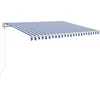 Image de vidaXL - Luifel - automatisch - uittrekbaar - 400x350 - cm - blauw - en - wit