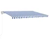 Image de vidaXL - Luifel - automatisch - met - LED - en - windsensor - 400x350 - cm - blauw - wit