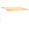 Image de vidaXL - Luifel - handmatig - uittrekbaar - met - LED - 450x350 - cm - geel - en - wit