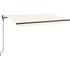 Image de vidaXL - Luifel - handmatig - uittrekbaar - met - LED - 450x300 - cm - crèmekleurig