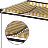 Image de vidaXL - Luifel - handmatig - uittrekbaar - met - LED - 400x350 - cm - geel - en - wit