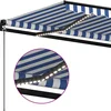 Image de vidaXL - Luifel - handmatig - uittrekbaar - met - LED - 450x350 - cm - blauw - en - wit