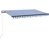 Image de vidaXL - Luifel - automatisch - met - LED - en - windsensor - 450x350 - cm - blauw - wit