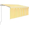 Image de vidaXL - Luifel - automatisch - uittrekbaar - met - rolgordijn - 3x2,5 - m - geel - wit
