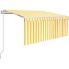 Image de vidaXL - Luifel - automatisch - uittrekbaar - rolgordijn - 3,5x2,5 - m - geel - en - wit