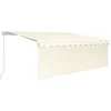 Image de vidaXL - Luifel - handmatig - uittrekbaar - met - rolgordijn - en - LED - 4x3 - m - crème