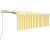 Image de vidaXL - Luifel - automatisch - uittrekbaar - met - rolgordijn - 4x3 - m - geel - en - wit