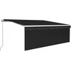 Image de vidaXL - Luifel - handmatig - uittrekbaar - rolgordijn - LED - 4,5x3 - m - antraciet