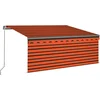 Image de vidaXL - Luifel - handmatig - uittrekbaar - rolgordijn - 3,5x2,5 - m - oranje - bruin