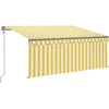 Image de vidaXL - Luifel - automatisch - uittrekbaar - rolgordijn - 3,5x2,5 - m - geel - en - wit