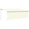Image de vidaXL - Luifel - handmatig - uittrekbaar - met - rolgordijn - en - LED - 4x3 - m - crème