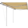 Image de vidaXL - Luifel - automatisch - uittrekbaar - met - palen - 3x2,5 - m - geel - en - wit