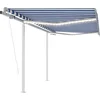 Image de vidaXL - Luifel - automatisch - met - LED - en - windsensor - 3x2,5 - m - blauw - en - wit