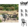 Image de vidaXL - 5-delige - Bistroset - gietaluminium - zwart