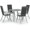 Image de vidaXL - 5-delige - Tuinset - aluminium - zilverkleurig - en - zwart