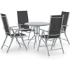 Image de vidaXL - 5-delige - Tuinset - aluminium - en - textileen - zilverkleurig