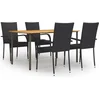 Image de vidaXL - 5-delige - Tuinset - poly - rattan - zwart