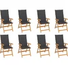 Image de vidaXL - Tuinstoelen - 8 - st - verstelbaar - met - kussens - massief - teakhout
