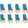 Image de vidaXL - Tuinstoelen - 8 - st - verstelbaar - met - kussens - massief - teakhout