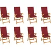 Image de vidaXL - Tuinstoelen - 8 - st - verstelbaar - met - kussens - massief - teakhout